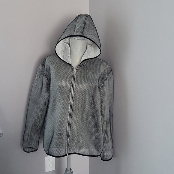 Tonia Debellis Black Mesh Hooded Jacket - Picture 1 of 12
